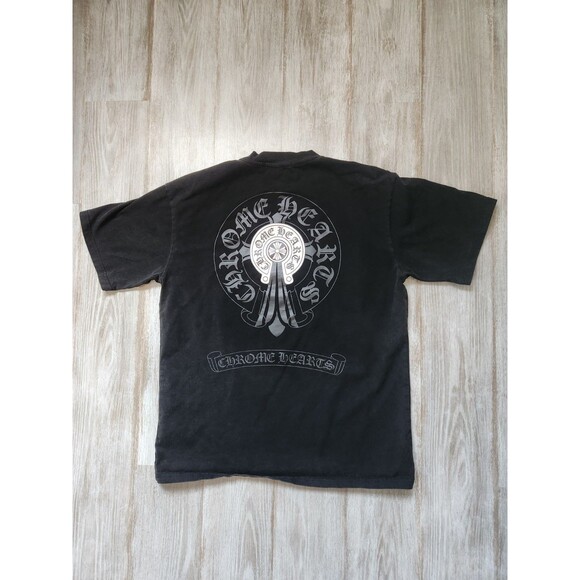 Authentic Chrome Hearts Horse Shoe Logo T Shirt Dual Sided Black Gray Sz L